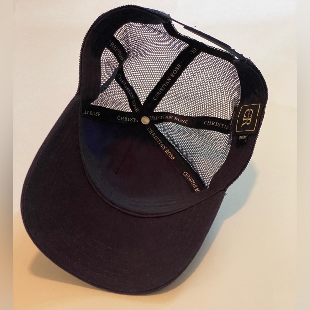 Christian Rose Navy Vinyl Iconic II Plate Men’s Trucker Baseball Cap - Picture 9 of 15